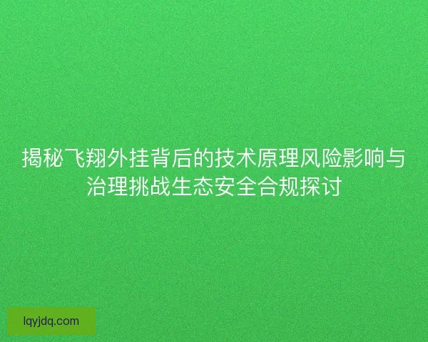 揭秘飞翔外挂背后的技术原理风险影响与治理挑战生态安全合规探讨 揭秘飞翔外挂背后的技术原理风险影响与治理挑战生态安全合规探讨