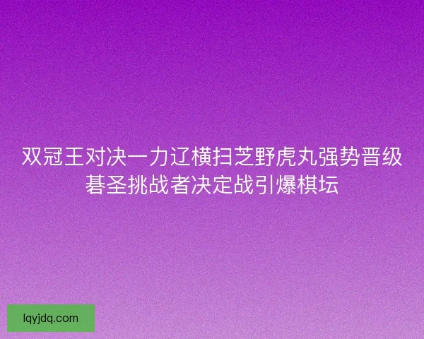 双冠王对决一力辽横扫芝野虎丸强势晋级碁圣挑战者决定战引爆棋坛